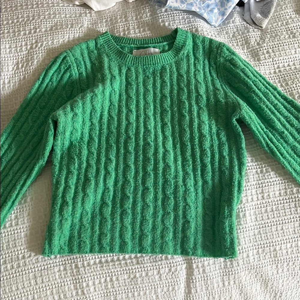 Zara Green Cable Knit Sweater